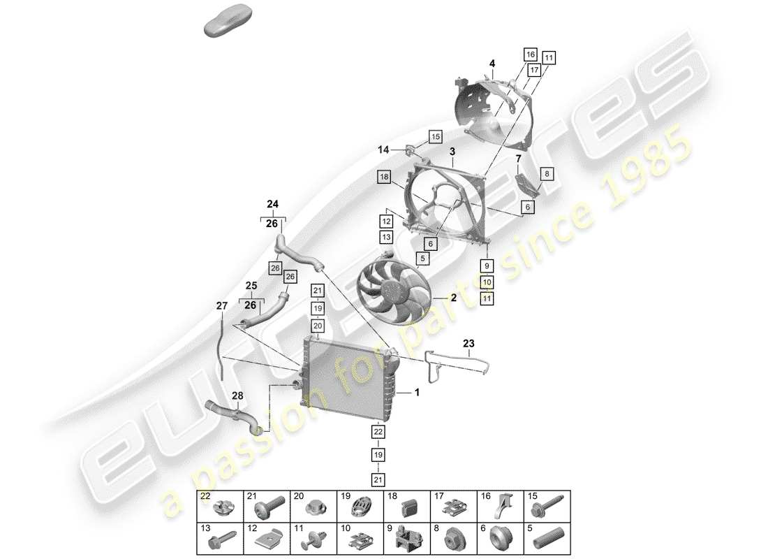 Porsche Boxster Spyder (2020) RADIATOR Part Diagram