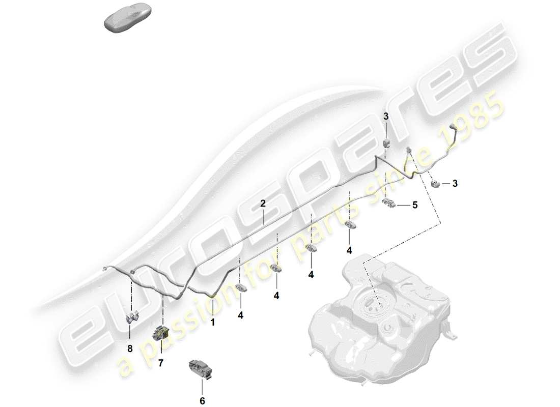 Porsche Boxster Spyder (2020) FUEL LINE Part Diagram