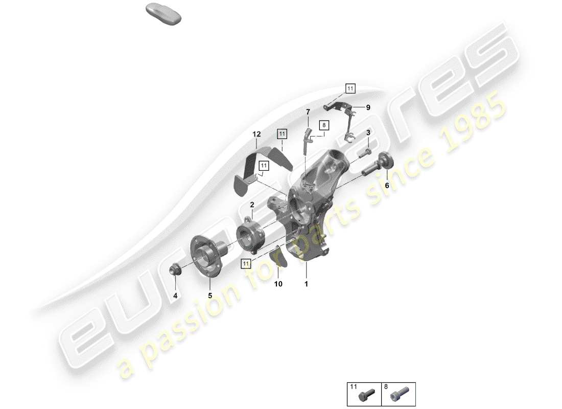 Porsche Boxster Spyder (2020) wheel carrier Part Diagram