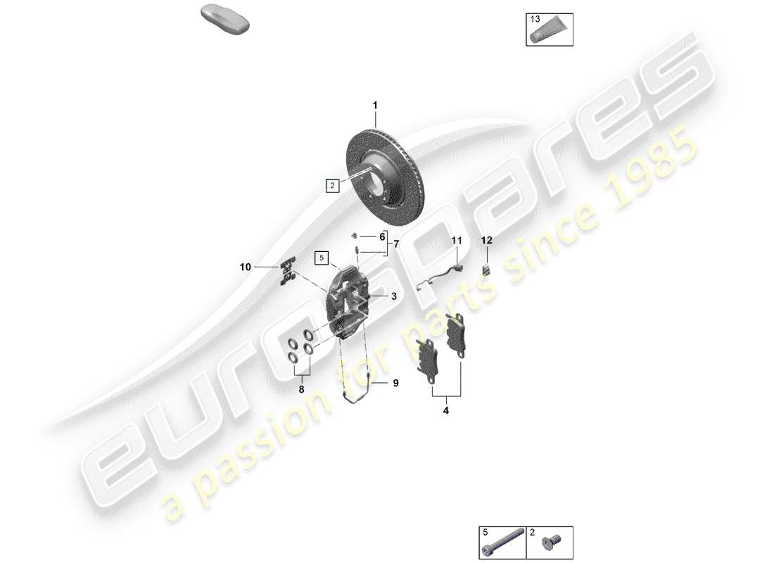 Porsche Boxster Spyder (2020) disc brakes Part Diagram