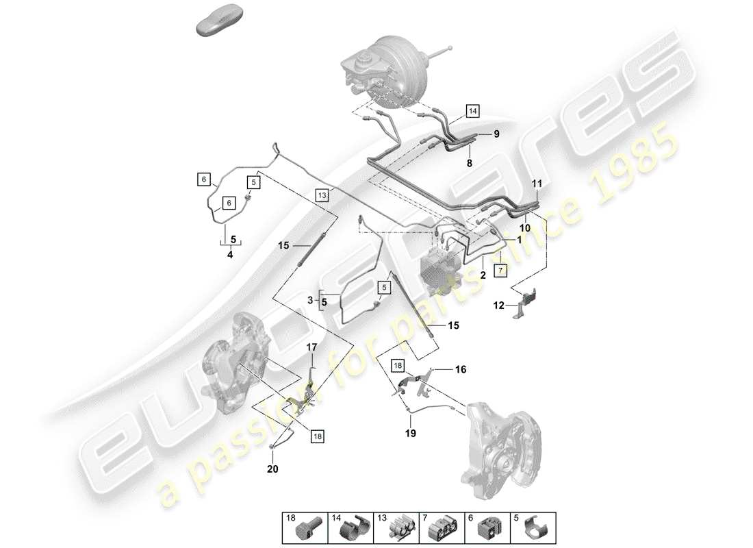 Porsche Boxster Spyder (2020) brake line Part Diagram