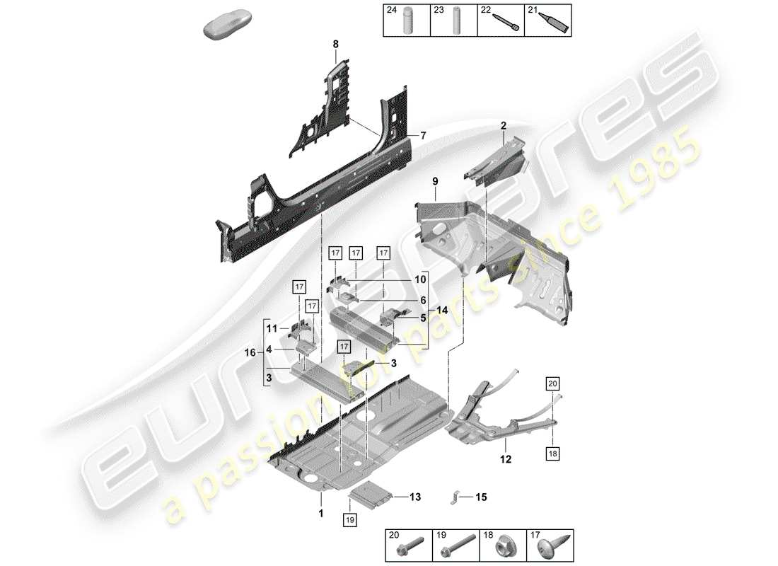 Porsche Boxster Spyder (2020) floor plates Part Diagram