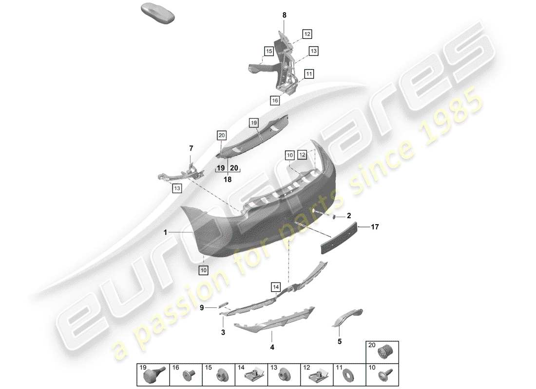 Porsche Boxster Spyder (2020) BUMPER Part Diagram