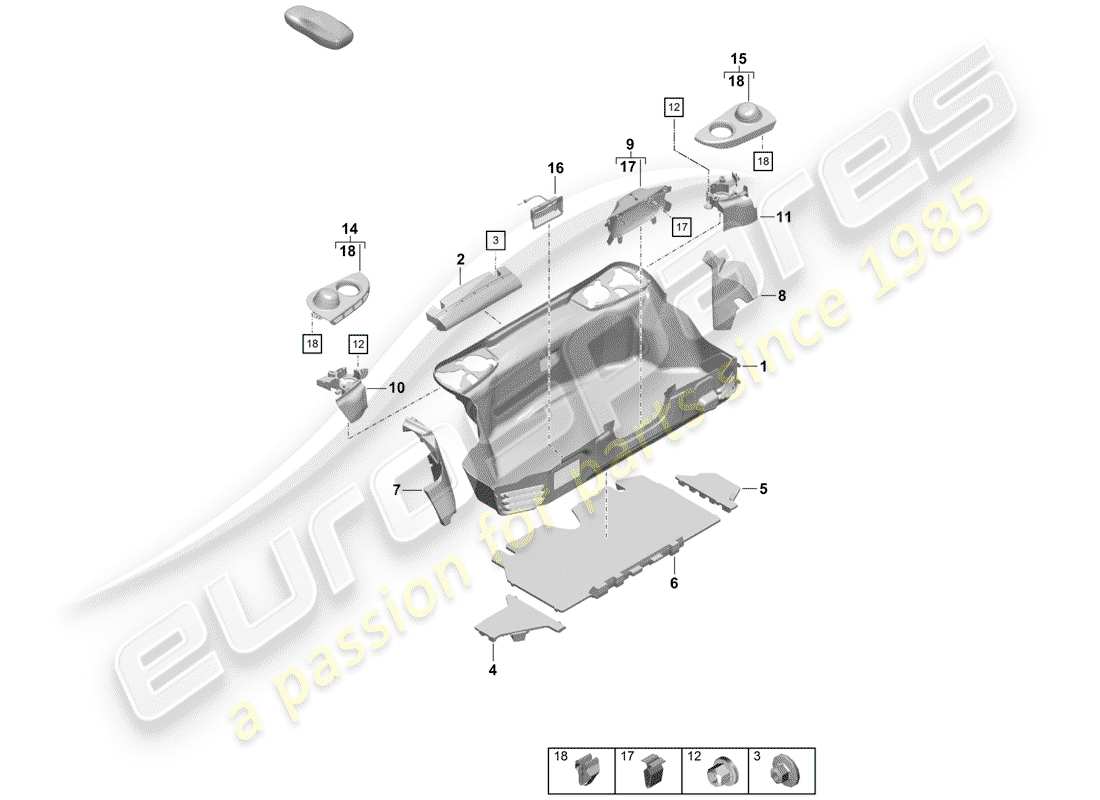 Porsche Boxster Spyder (2020) CARGO LINER Part Diagram