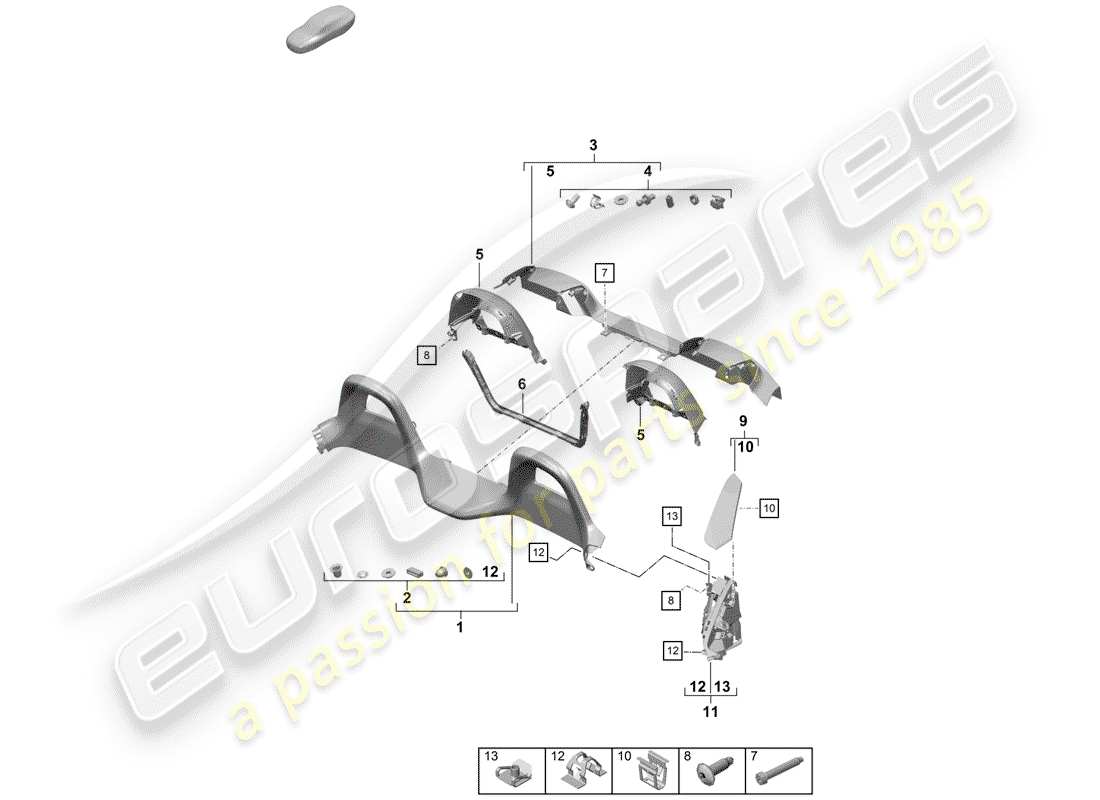 Porsche Boxster Spyder (2020) trims Part Diagram