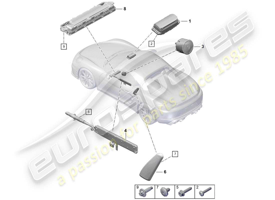 Porsche Boxster Spyder (2020) AIRBAG Part Diagram