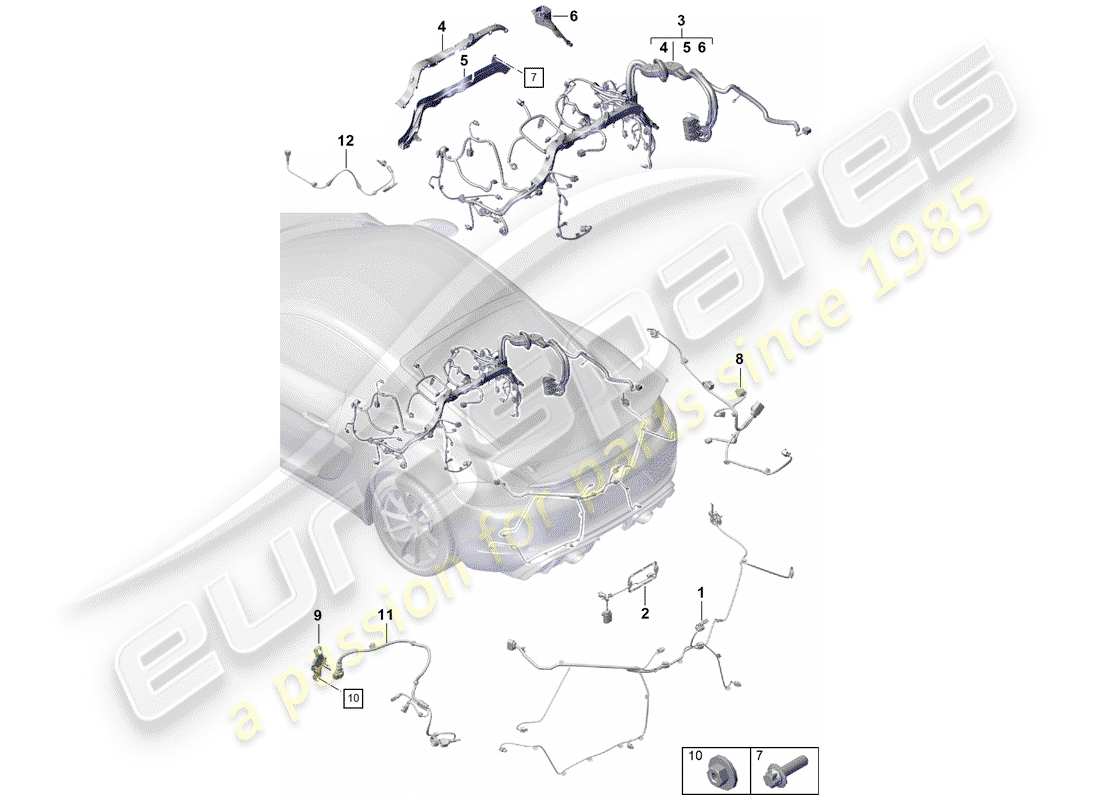 Porsche Boxster Spyder (2020) wiring harnesses Part Diagram