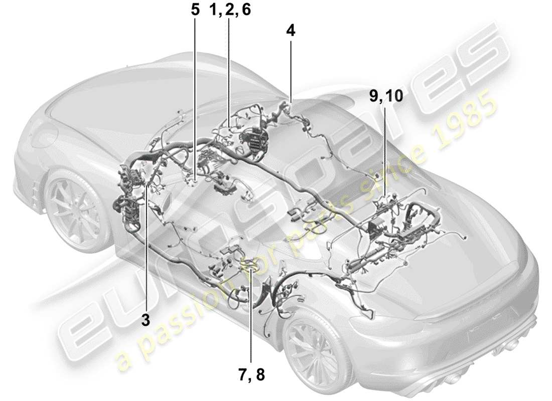 Porsche Boxster Spyder (2020) wiring harnesses Part Diagram