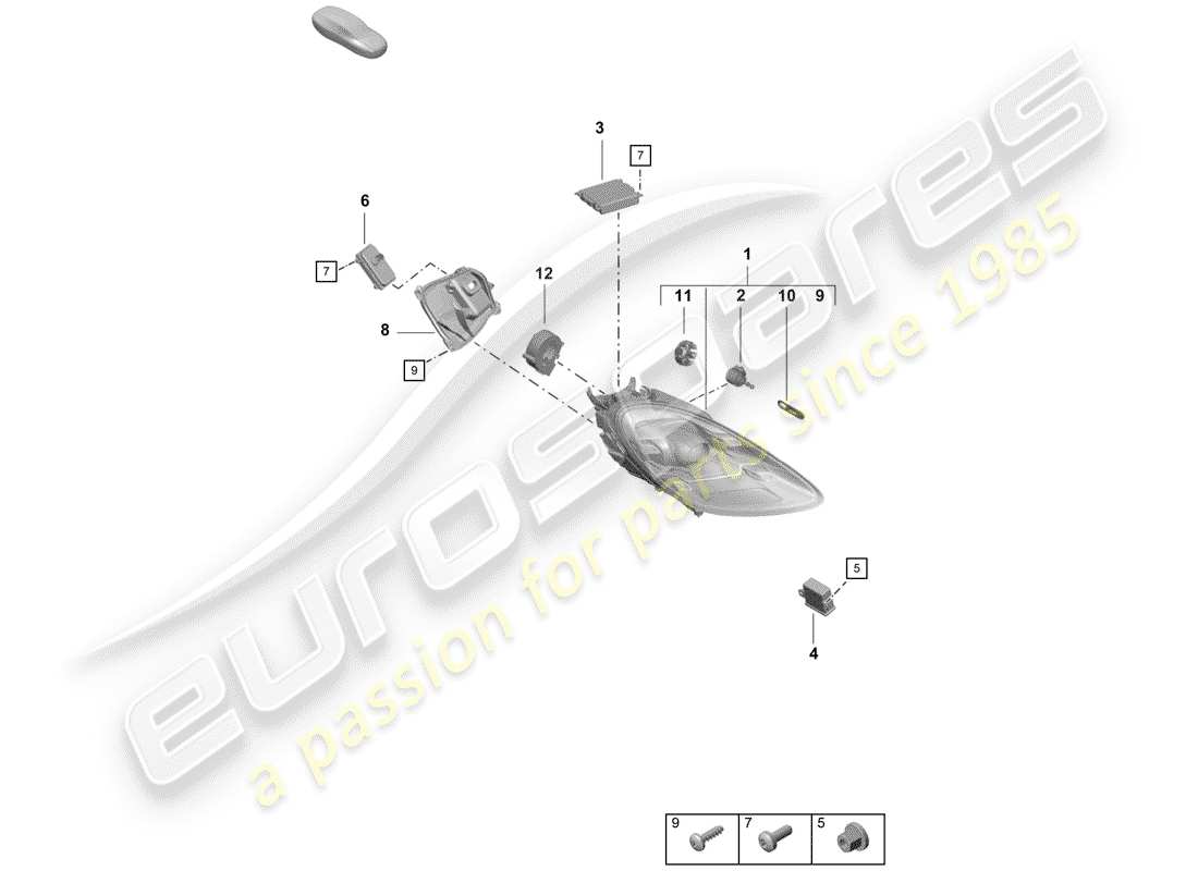 Porsche Boxster Spyder (2020) headlamp Part Diagram