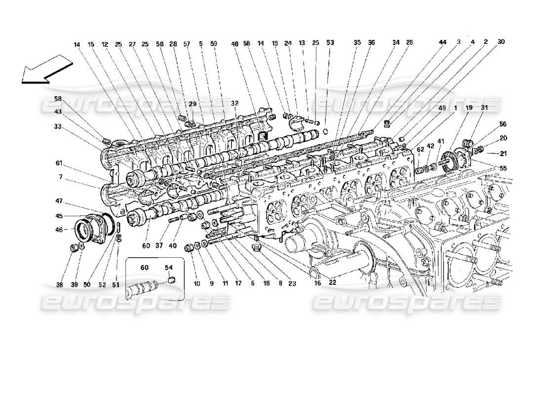 Ferrari 512 TR right cylinder head Part Diagram