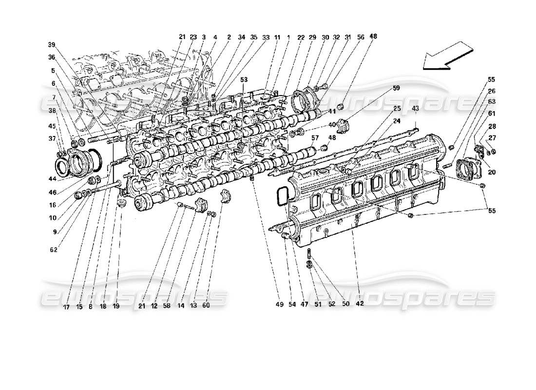 Ferrari 512 TR left cylinder head Part Diagram