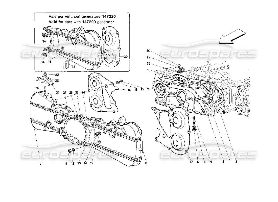 Ferrari 512 TR timing system - covers Part Diagram