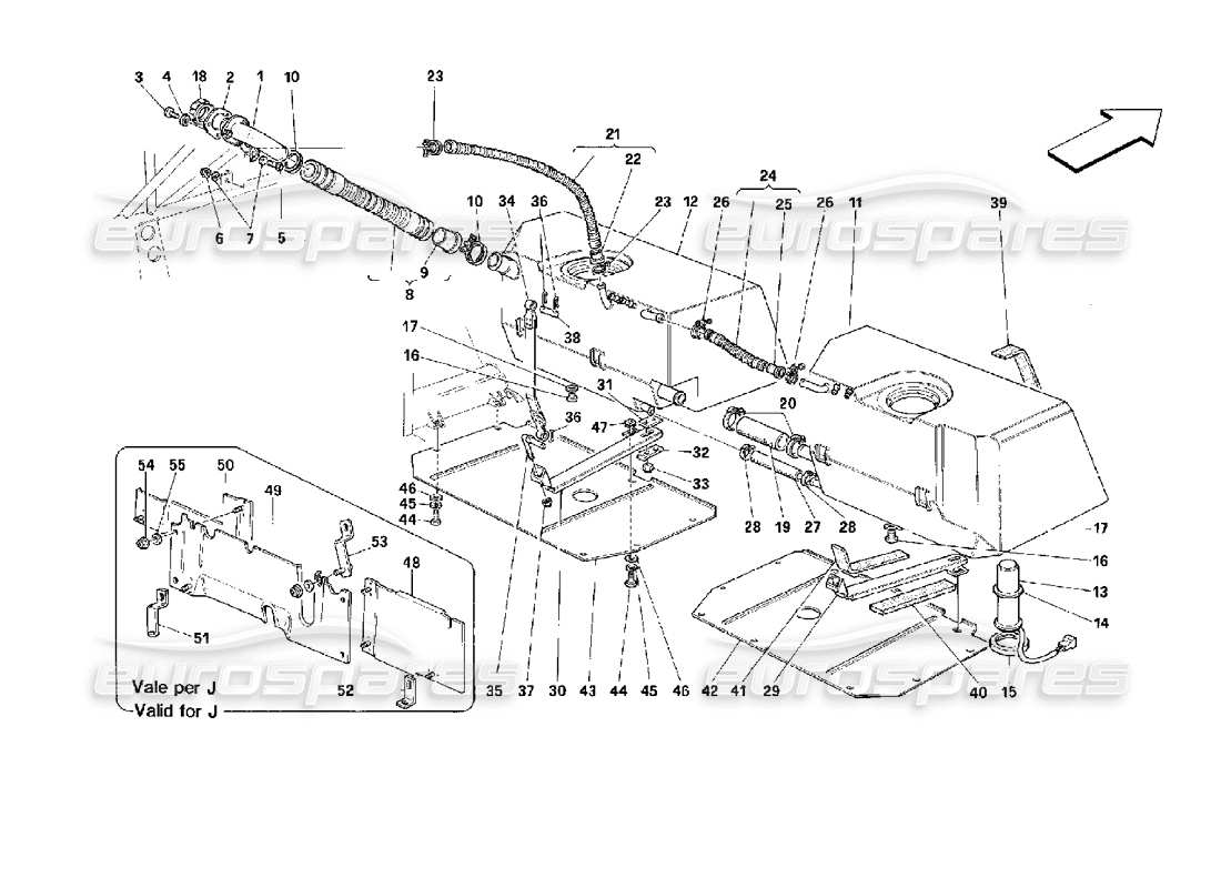 Ferrari 512 TR Fuel Tanks Part Diagram