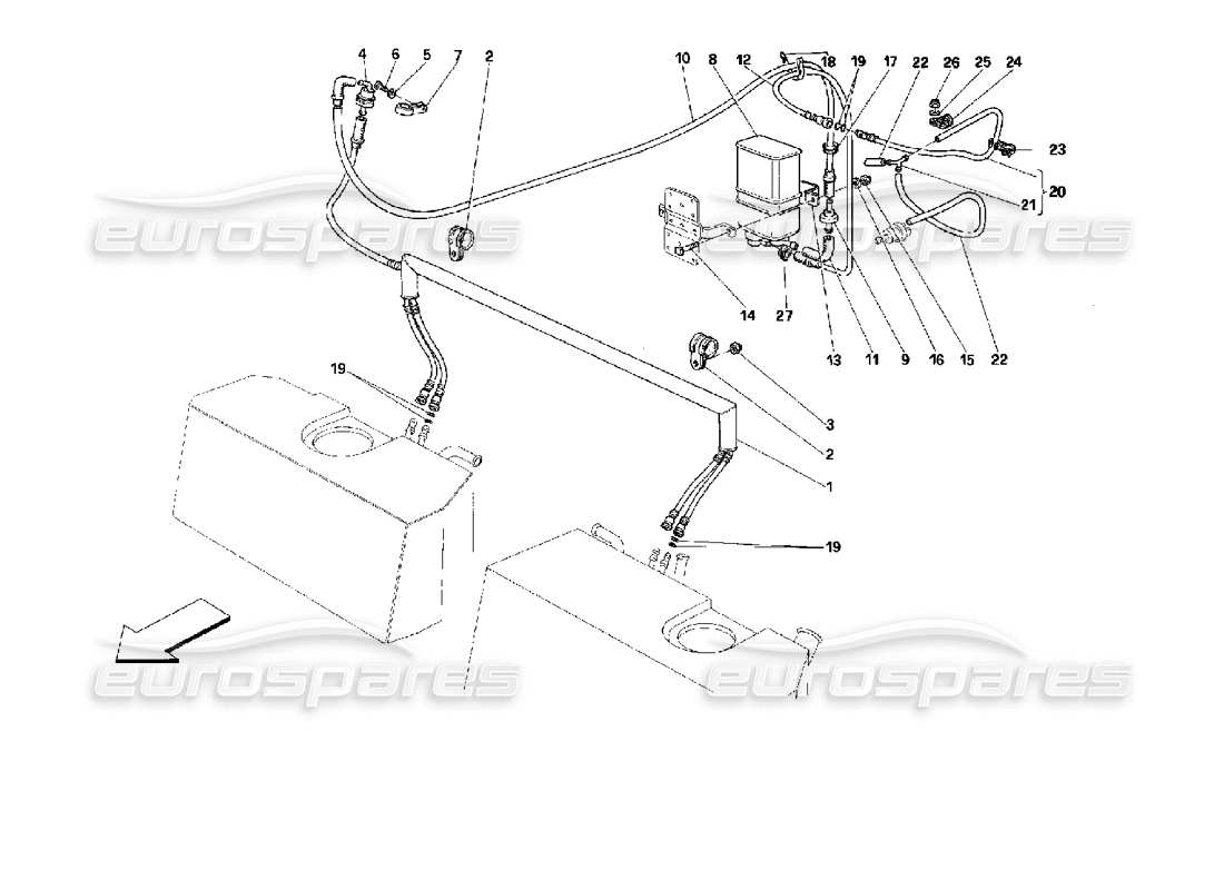 Ferrari 512 TR anti-evaporative emission control system Part Diagram