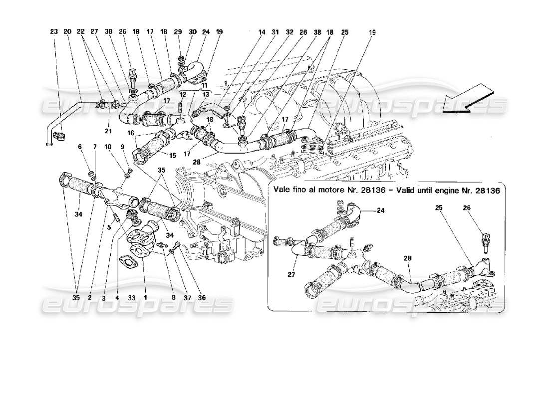 Ferrari 512 TR engine cooling Part Diagram
