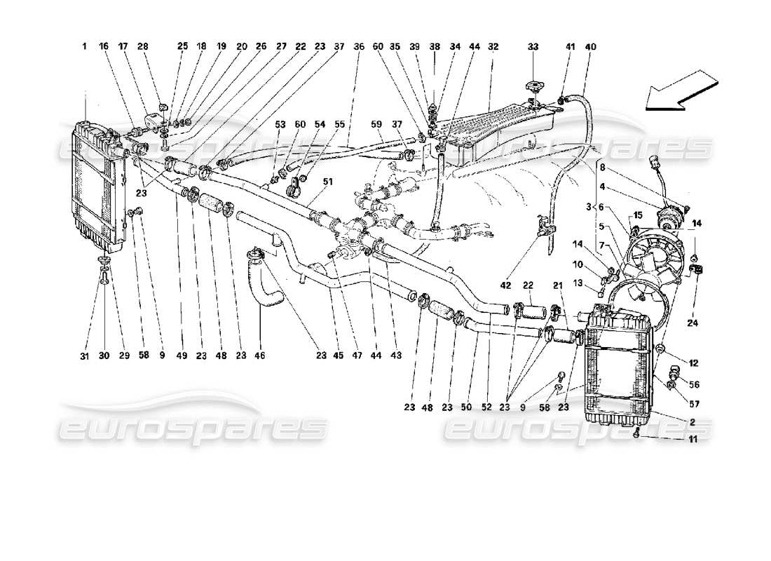 Ferrari 512 TR Cooling System Part Diagram