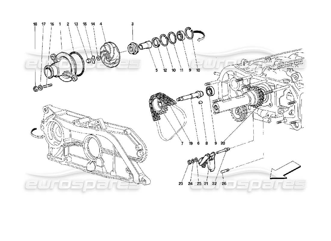 Ferrari 512 TR WATER PUMP Part Diagram
