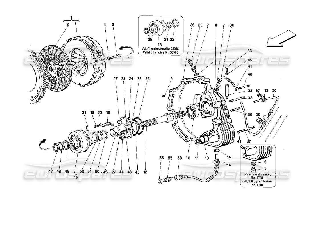 Ferrari 512 TR ClutCH Controls Part Diagram