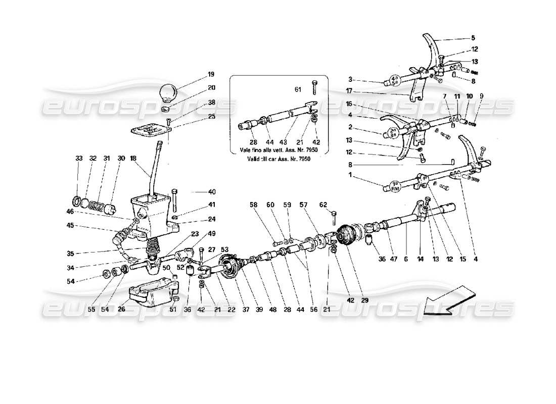 Ferrari 512 TR Gearbox Controls Part Diagram