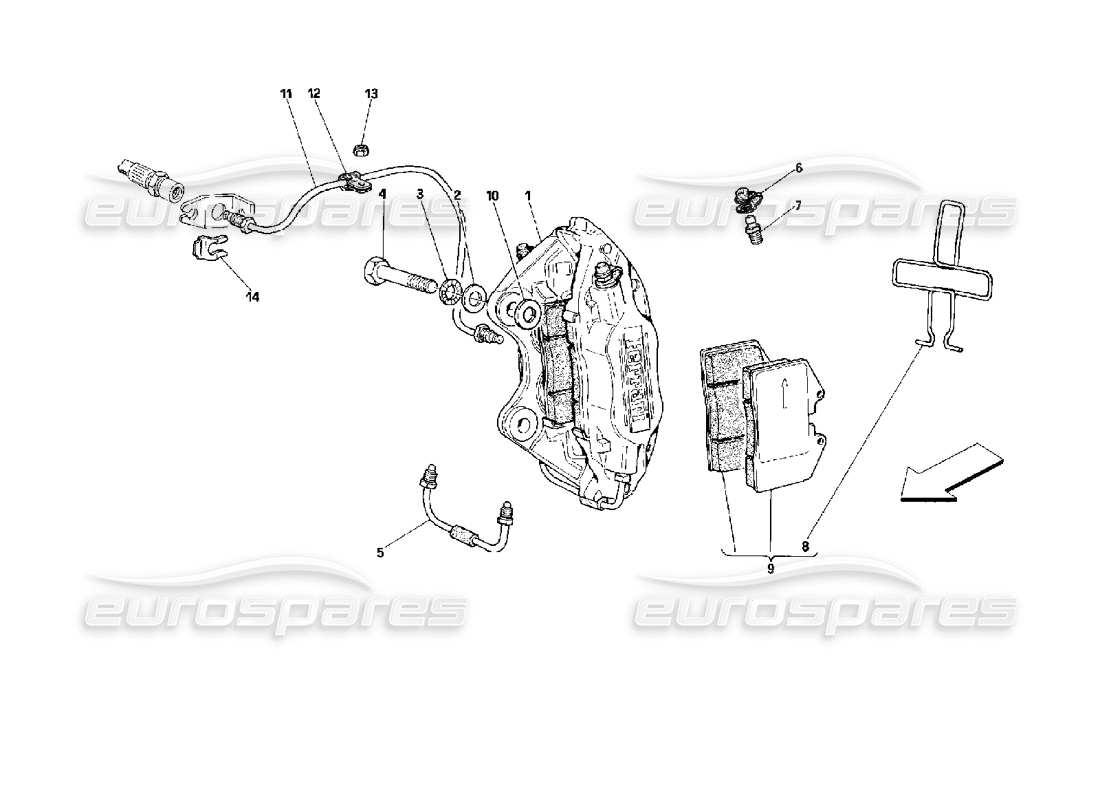 Ferrari 512 TR Rear Brakes Calipers Part Diagram