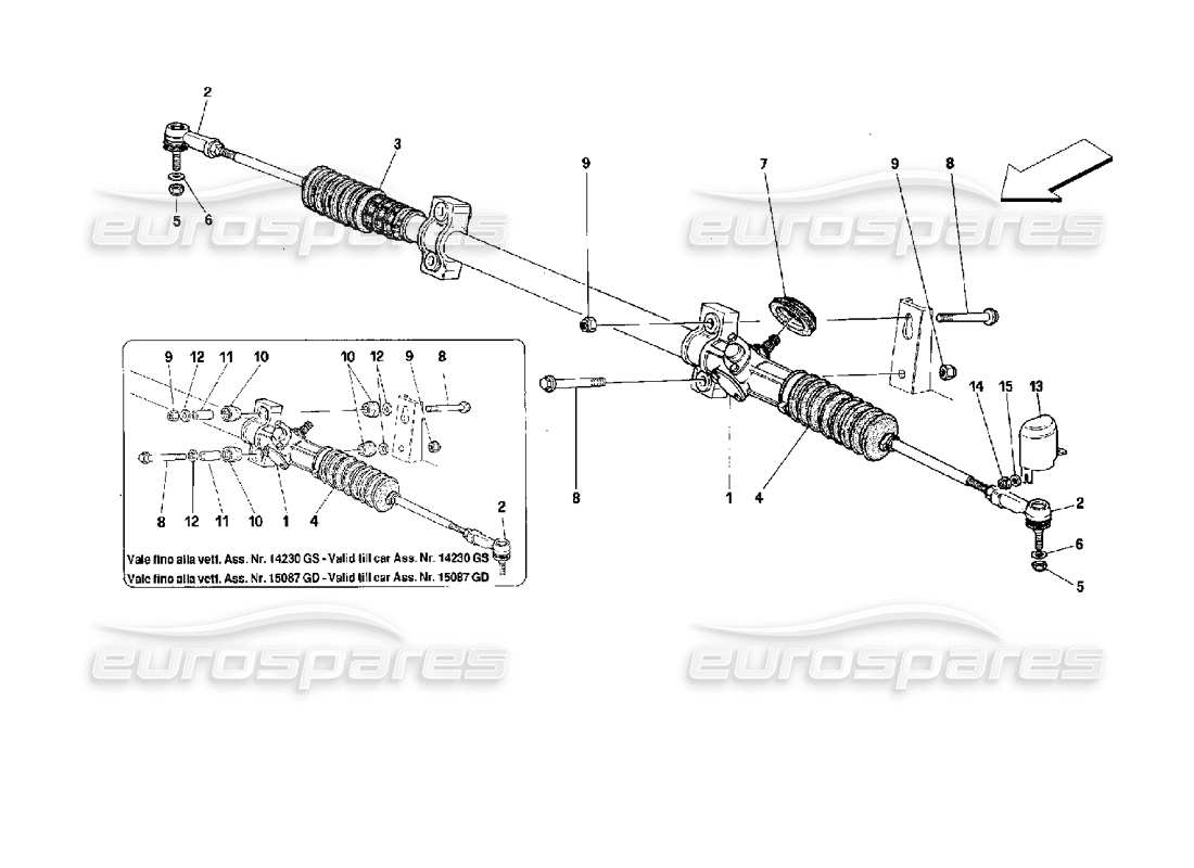 Ferrari 512 TR Steering Box and Linkage Part Diagram