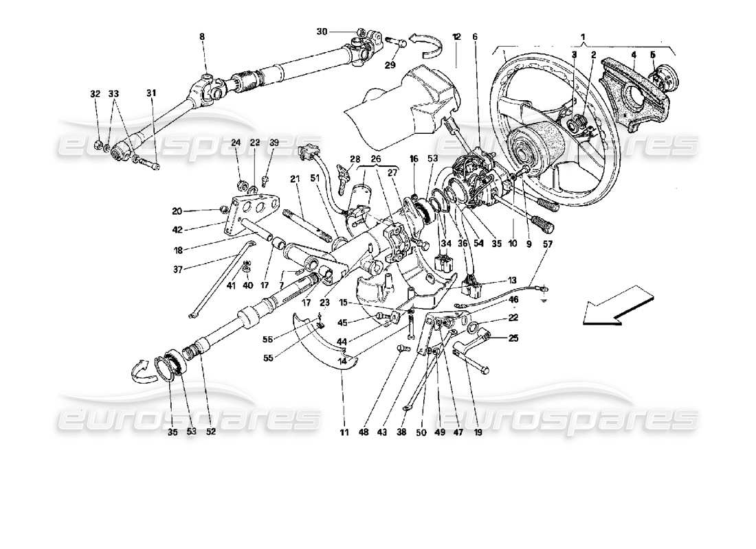 Ferrari 512 TR Steering Column Part Diagram