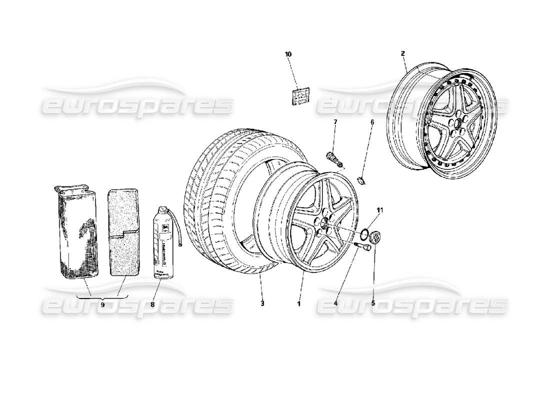 Ferrari 512 TR Wheels Part Diagram