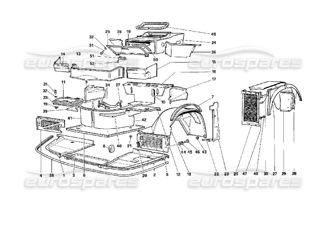 Ferrari 512 TR Body - Internal Components Part Diagram