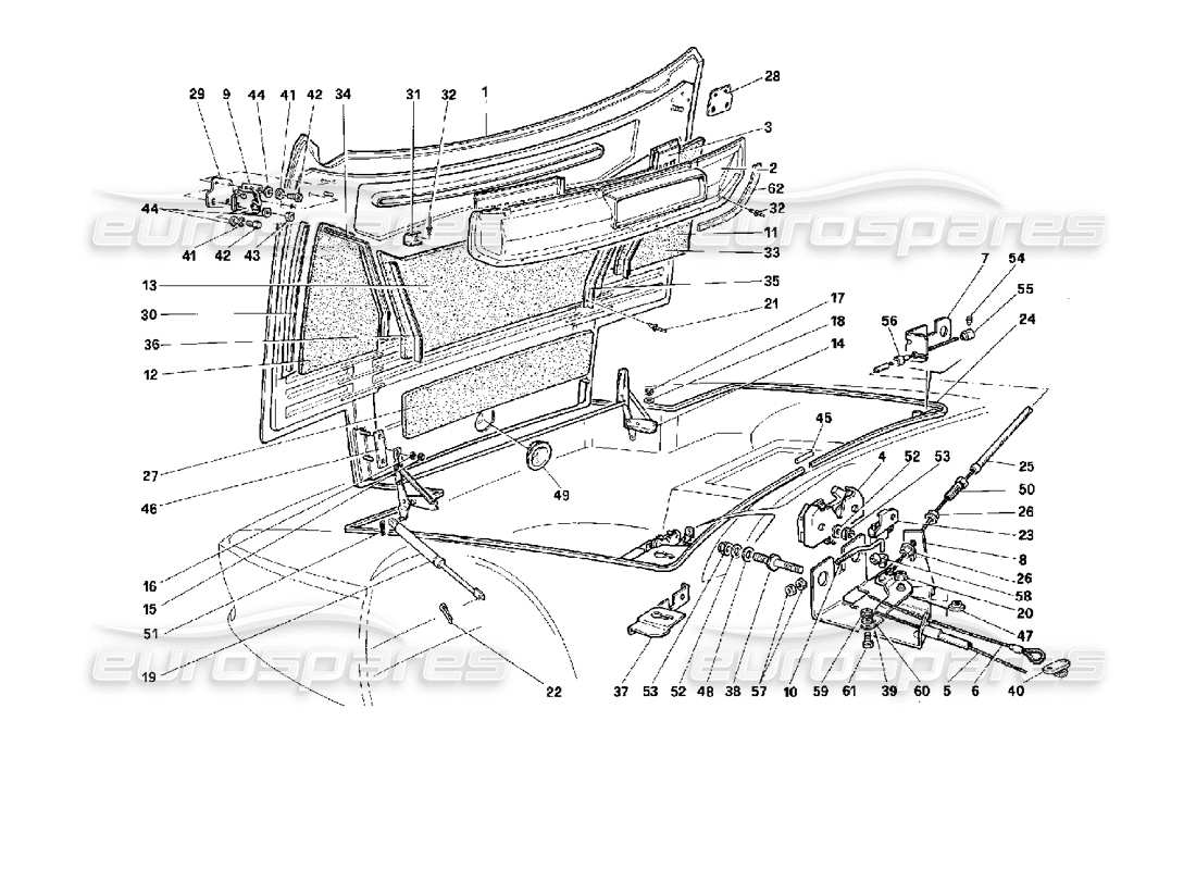 Ferrari 512 TR Front Hood Part Diagram