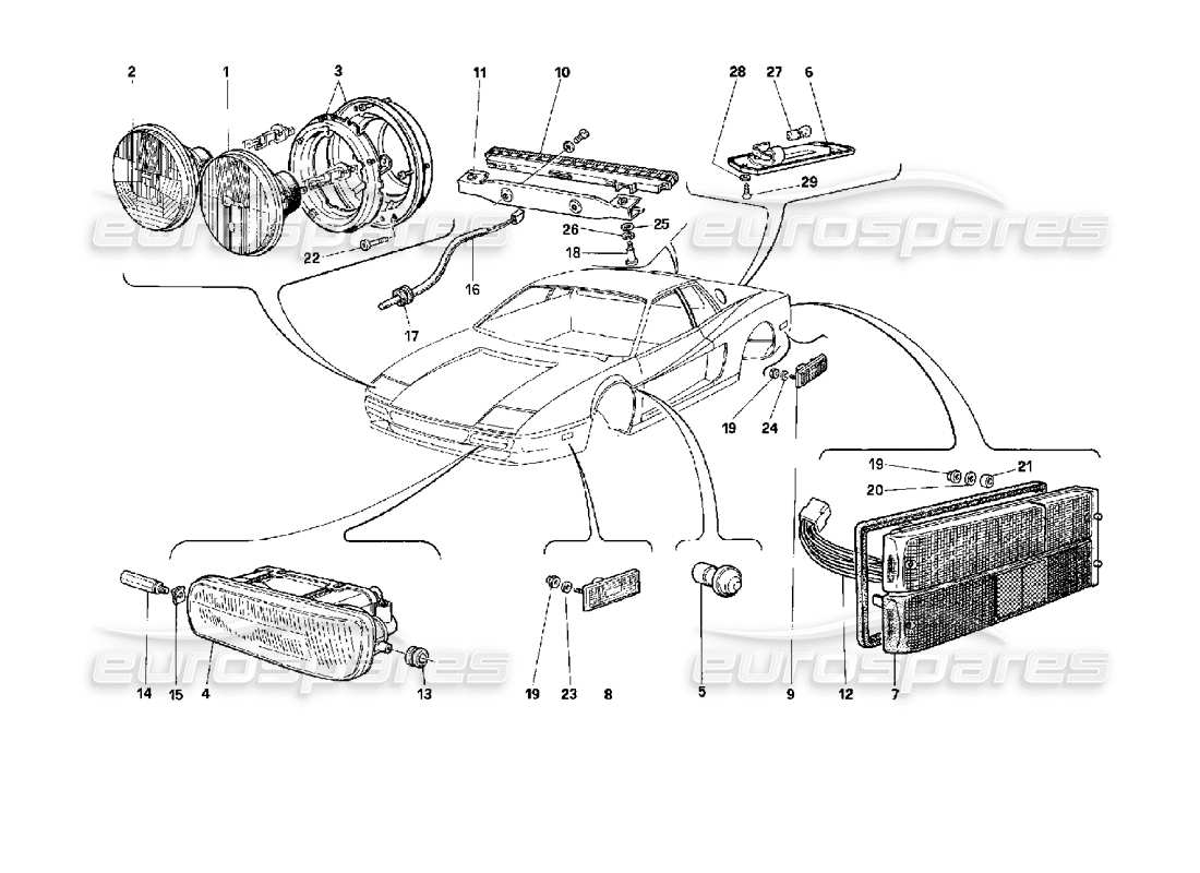Ferrari 512 TR Lamps Part Diagram