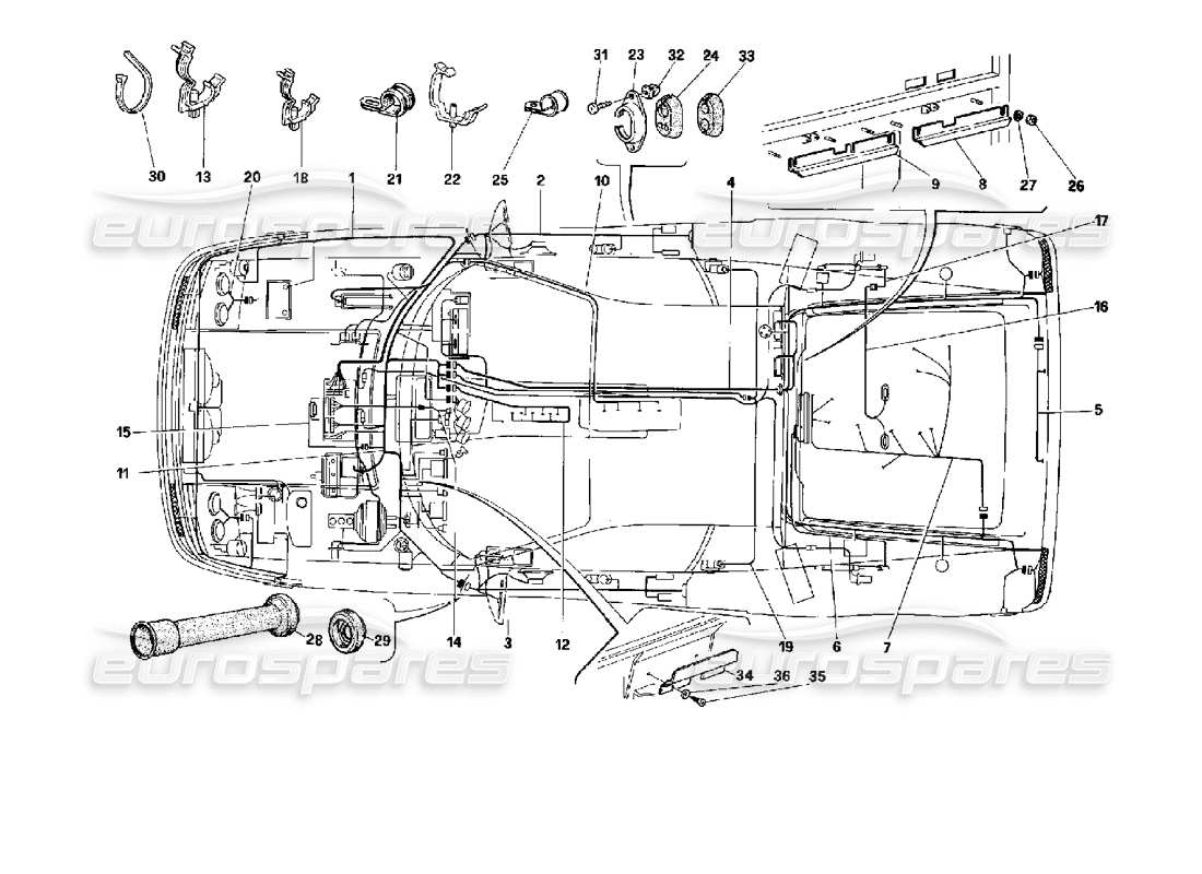 Ferrari 512 TR Electric System Part Diagram