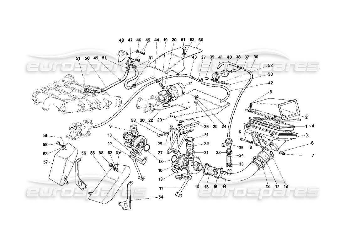 Ferrari F40 Oversupply System -Not for Cars With Catalyst- Part Diagram