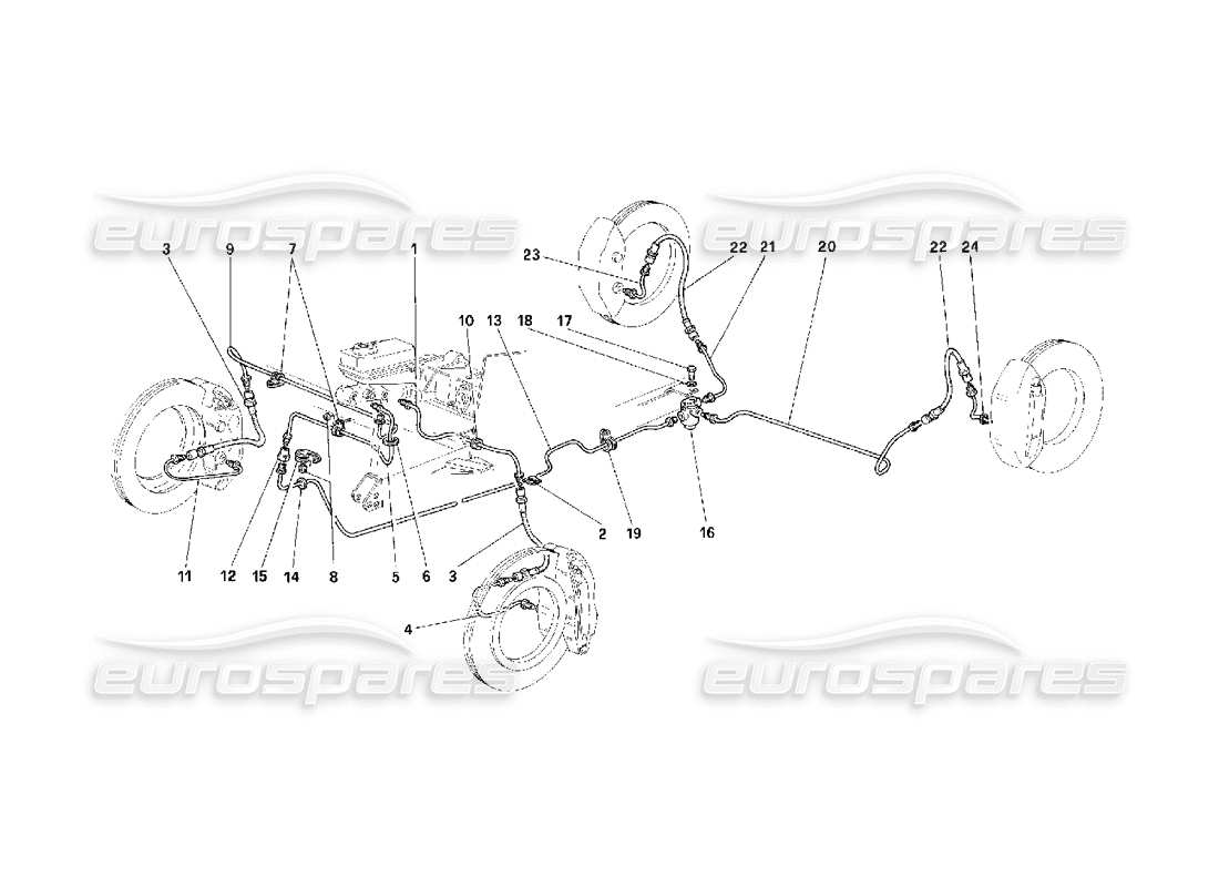 Ferrari F40 Brake System -Valid for USA- Parts Diagram