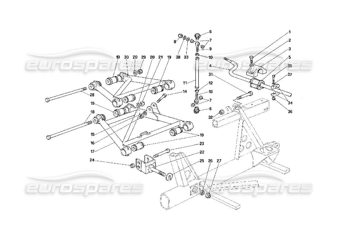 Ferrari F40 Rear Suspension - Levers Parts Diagram