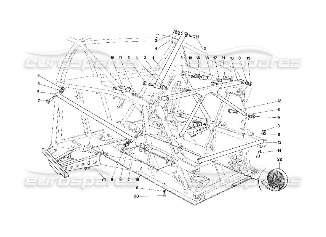 Ferrari F40 Frame - Rear Part -Not for Cars With Catalyst- Parts Diagram