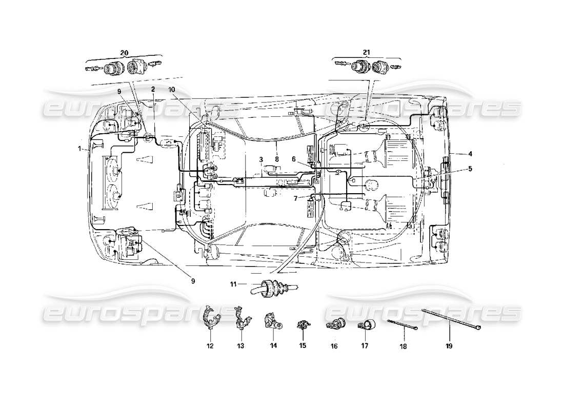 Ferrari F40 Electrical System -Valid for USA- Part Diagram