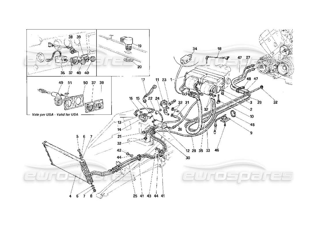 Ferrari F40 air conditioning system Part Diagram