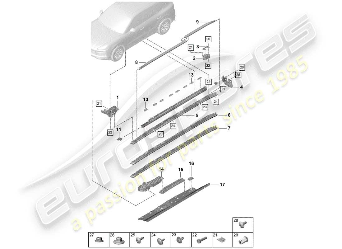 Cayenne E3 (2020) WHEEL ARCH COVER Parts Diagram (810-025)