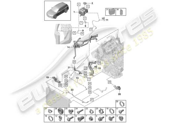 a part diagram from the Porsche Cayenne E3 (2020) parts catalogue