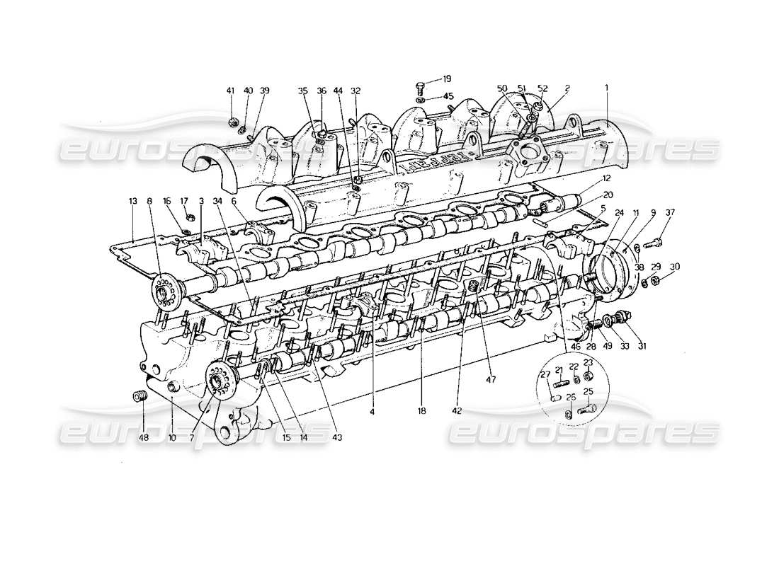 Ferrari 400 GT (Mechanical) Cylinder Head (Right) Part Diagram