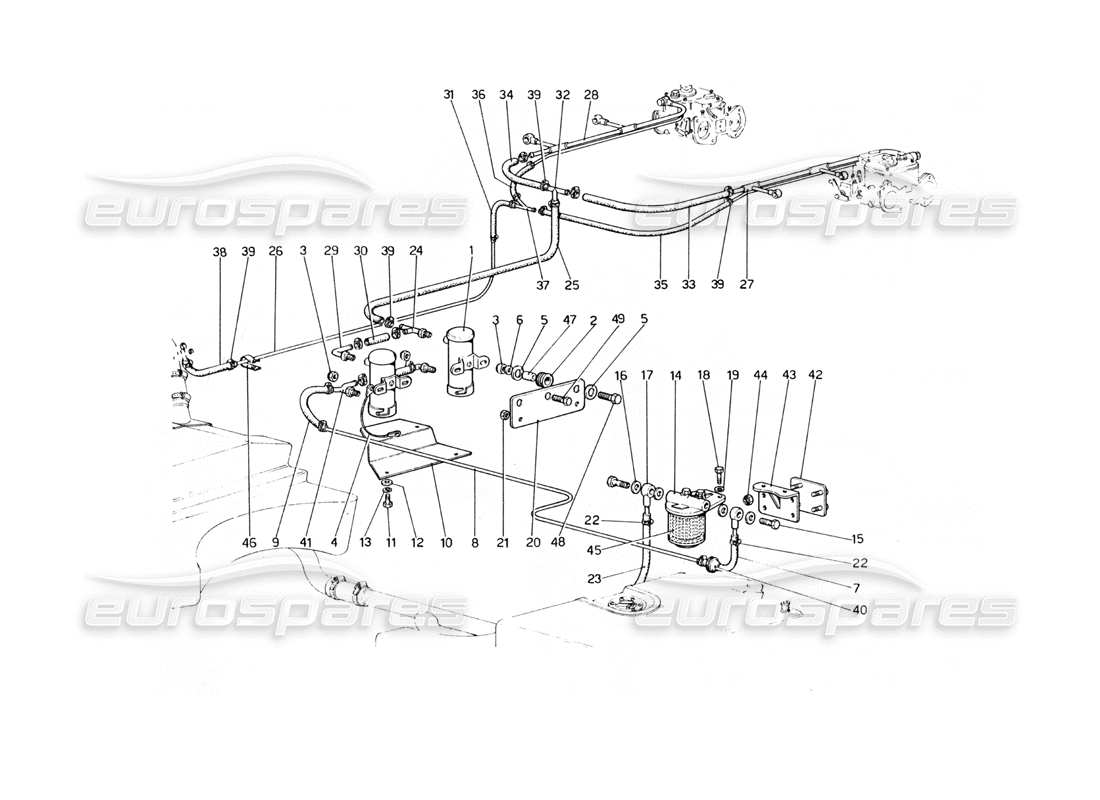 Ferrari 400 GT (Mechanical) fuel pumps and pipes Parts Diagram