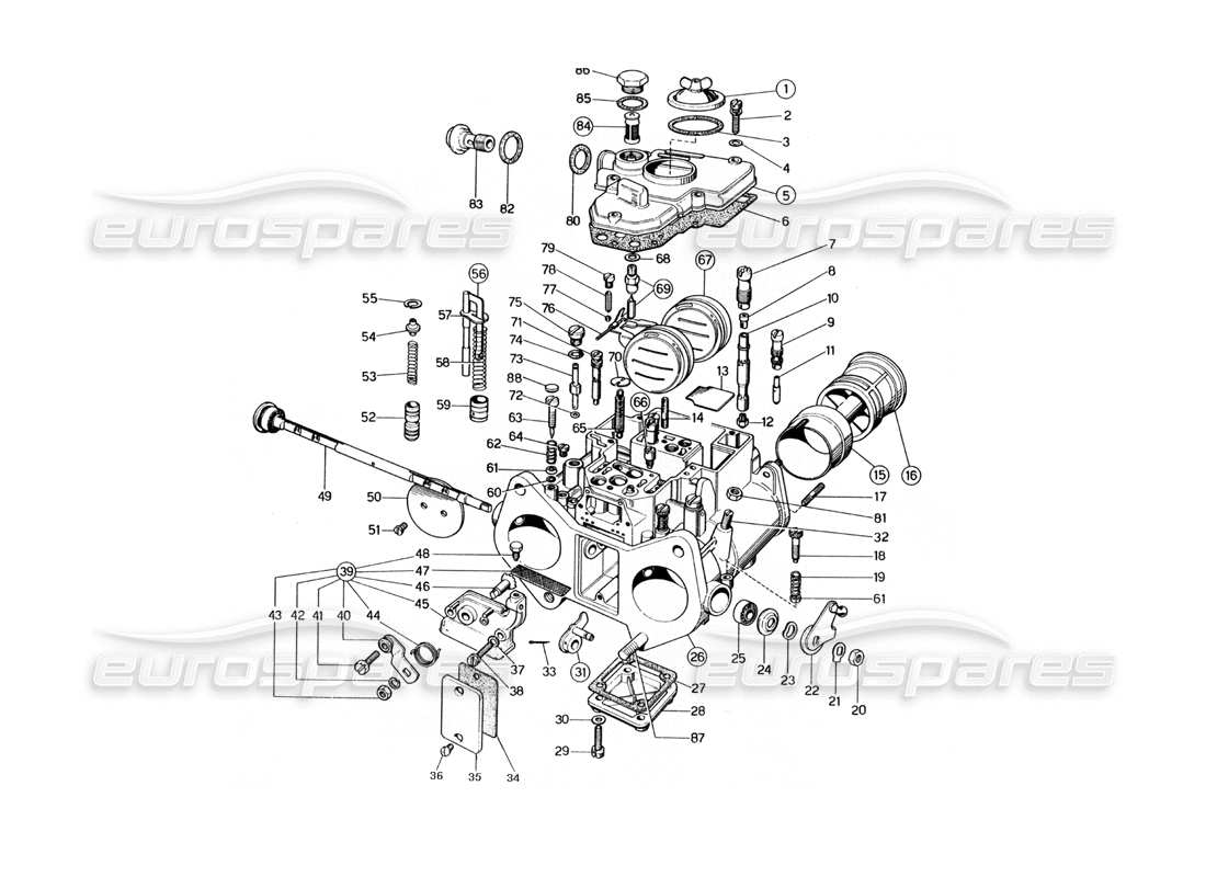 Ferrari 400 GT (Mechanical) Webber Carburettors (38 DCOE 110 - 111 - 110M - 111M) Part Diagram