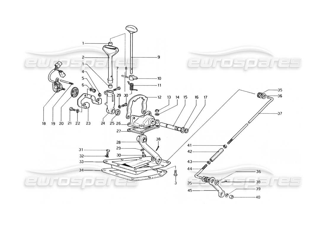 Ferrari 400 GT (Mechanical) Outside Gearbox controls (400 Automatic) Part Diagram