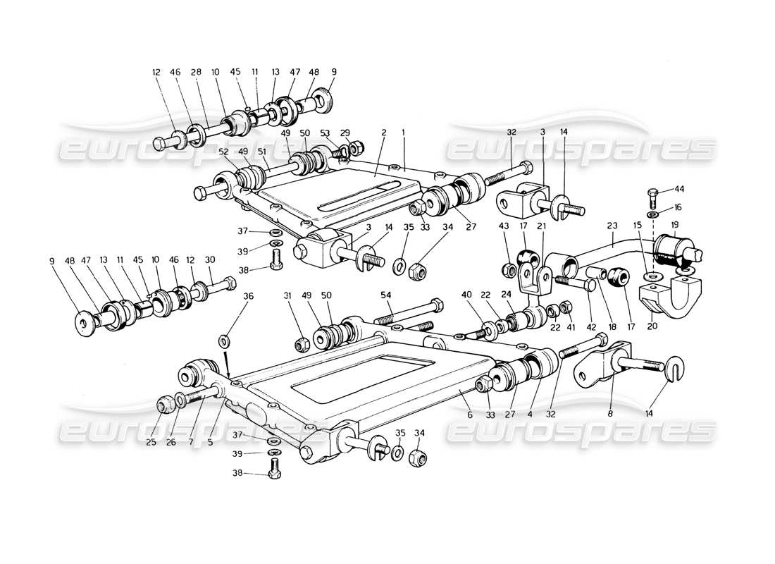 Ferrari 400 GT (Mechanical) Rear Suspension - Wishbones Part Diagram