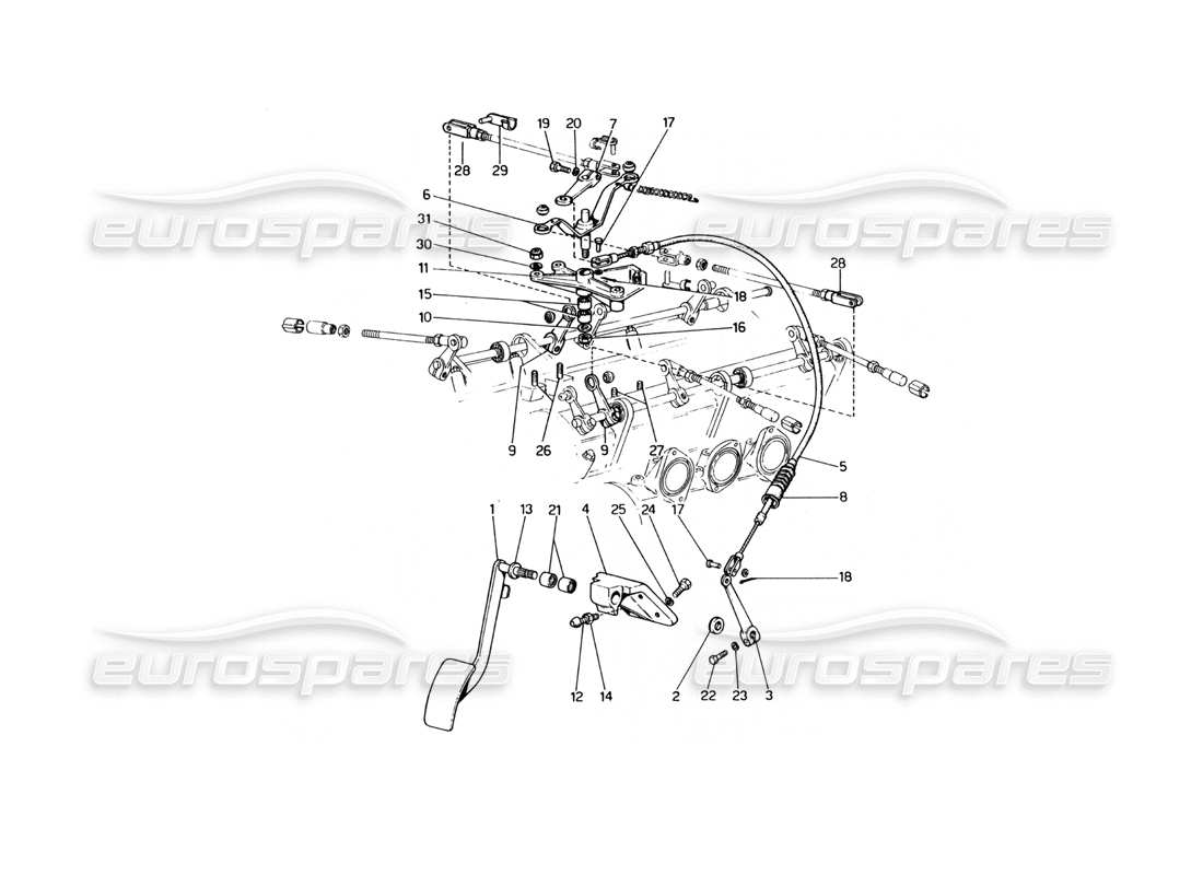 Ferrari 400 GT (Mechanical) throttle control (Variants for RHD Version) Part Diagram