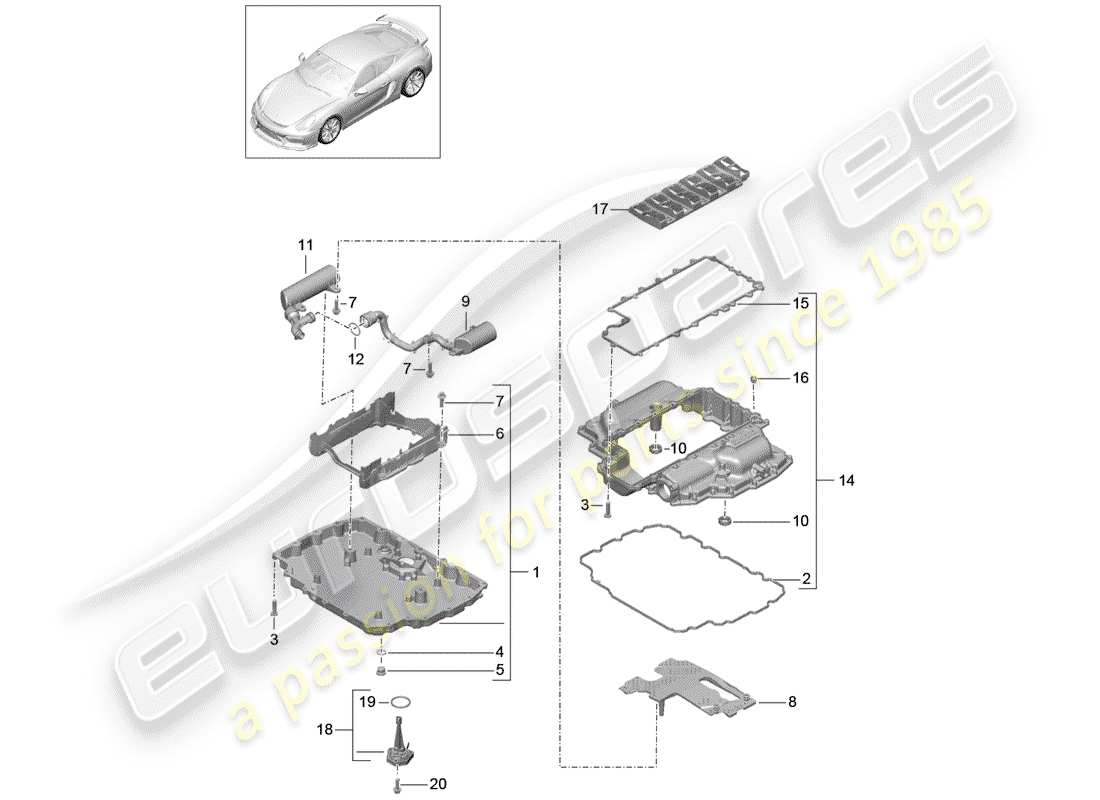 Porsche Cayman GT4 (2016) OIL PAN Part Diagram