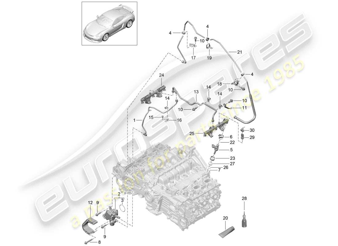 Porsche Cayman GT4 (2016) FUEL COLLECTION PIPE Part Diagram