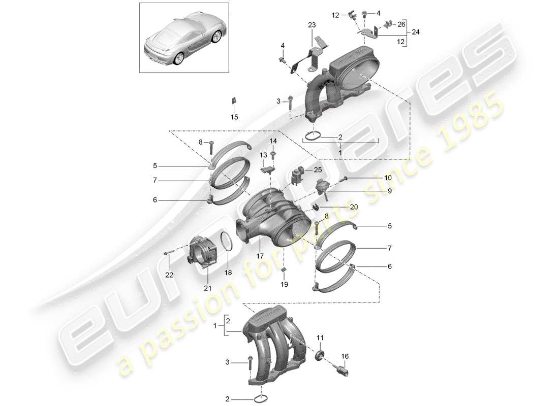 Porsche Cayman GT4 (2016) intake air distributor Part Diagram