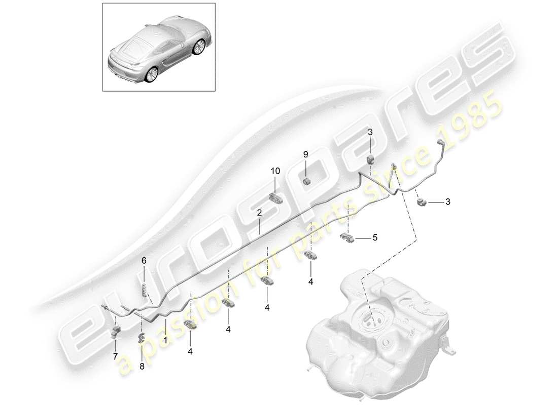 Porsche Cayman GT4 (2016) fuel system Part Diagram