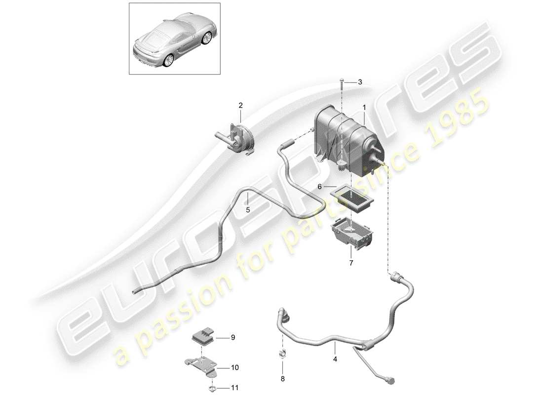 Porsche Cayman GT4 (2016) EVAPORATIVE EMISSION CANISTER Part Diagram